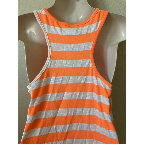 Love Republic Orange Stripe New York 23 Scoop Neck Women's Hi Lo Tank Top Size L - Picture 5 of 6